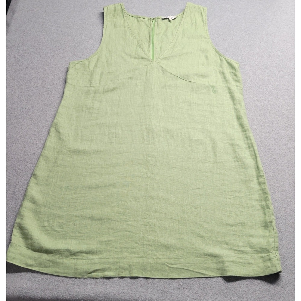 Madewell Light Green 100% Linen Sleeveless V-Neck Zip Shift Dress Size XL